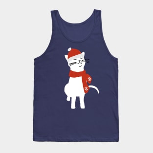 White Christmas Kitty Cat Tank Top